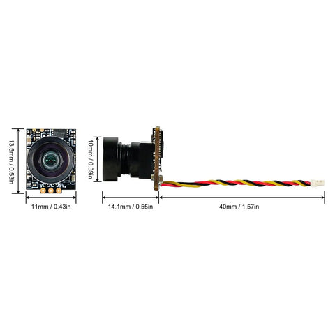 C03 FPV Micro Camera One Third Inch CMOS Sensor 1200TVL Global WDR Two Point One Millimeter Lens dimensions diagram