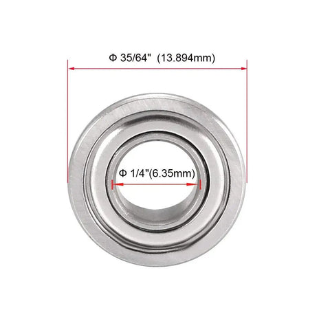 FR188ZZ Flanged Ball Bearing One Quarter Inch Bore One Half Inch Outer Diameter Three Sixteenth Inch Thick front view
