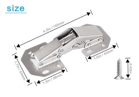 Hidden Frameless Cabinet Hinges 4 Pack DOBOGA Concealed 90 Degree Surface Mount Hinge in Nickel Finish with Size Measurements