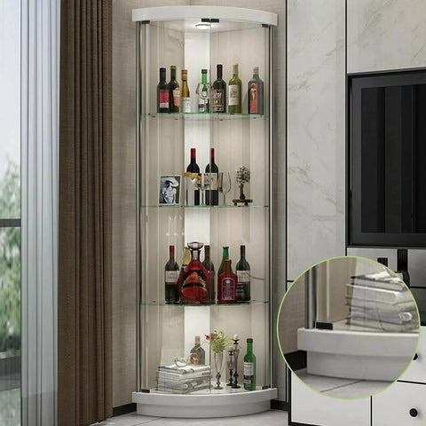 Frameless Glass Door Pivot Hinges 4 Pairs Adjustable Cabinet Door Clamps Fits 3 To 5 Mm Glass Free Swinging Black installed on wine cabinet