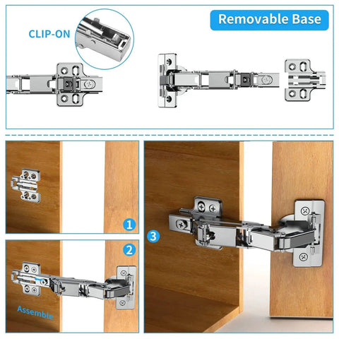 2 Pack Frameless Full Overlay 175 Degree Soft Close Lazy Susan Hinges With Clip On Plate for Corner Cabinets installation view