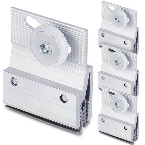 4 Pcs M 6145 Frameless Shower Door Roller Top Bracket Assembly with 3/4 in plastic wheel, chrome aluminum brackets