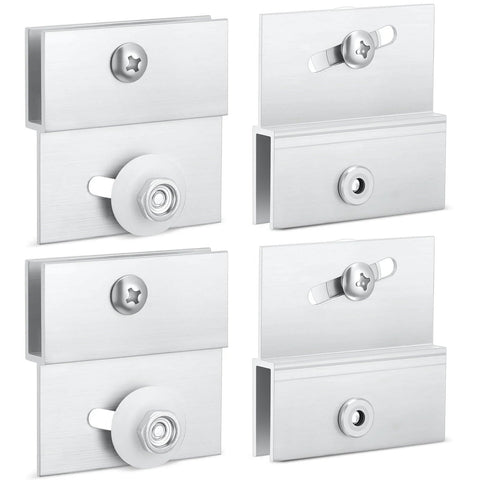 4 pcs M 6054 frameless shower door rollers top bracket assembly with 3/4 inch round plastic wheel, ball bearing roller on chrome bracket