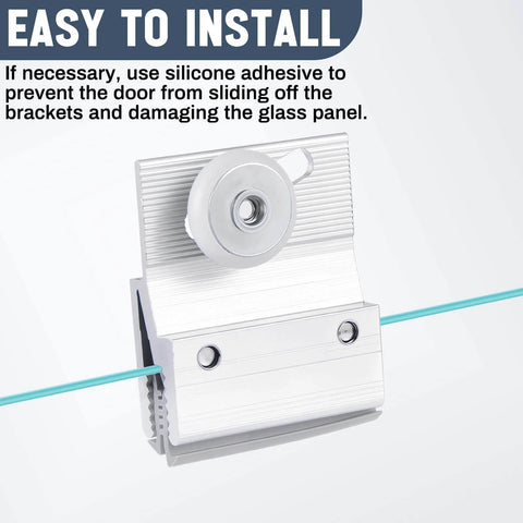 4 Pcs M 6145 Frameless Shower Door Roller Top Bracket Assembly with 3/4 in round plastic wheel, chrome bracket