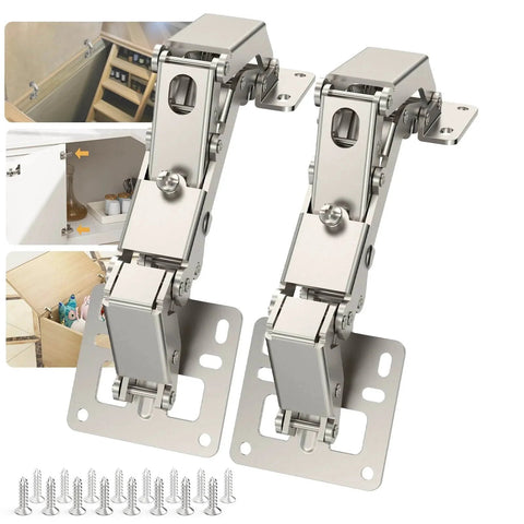 1 Pair 170 Degree Frameless Soft Close Cabinet Hinges, Heavy Duty Hidden Hydraulic Lazy Susan Hinges with mounting screws