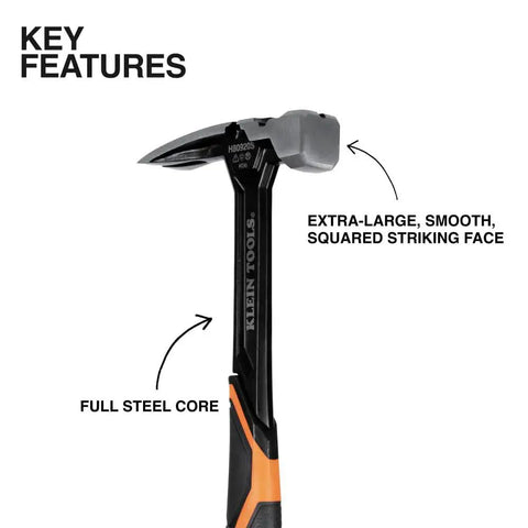 Smooth Face Framing Hammer With A 20-Ounce Forged Steel Head Delivers Precise, Powerful Drives With Magnetic Nail Starter, Black Handle