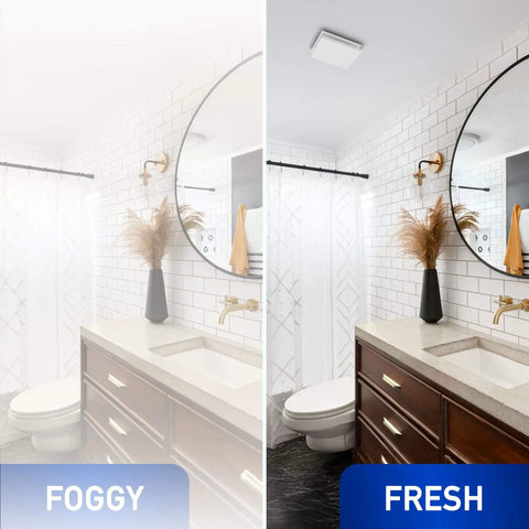 Bathroom with Whisper Quiet Dual Speed Ceiling Exhaust Fan With Designer Grille, Customizable 30 To 110 CFM, energy efficient vent