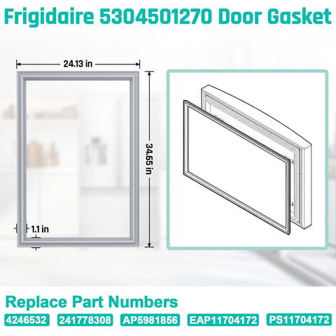 Frigidaire 5304501270 freezer door gasket, 34.65 x 24.13 in, 1.1 in thick, fridge door seal