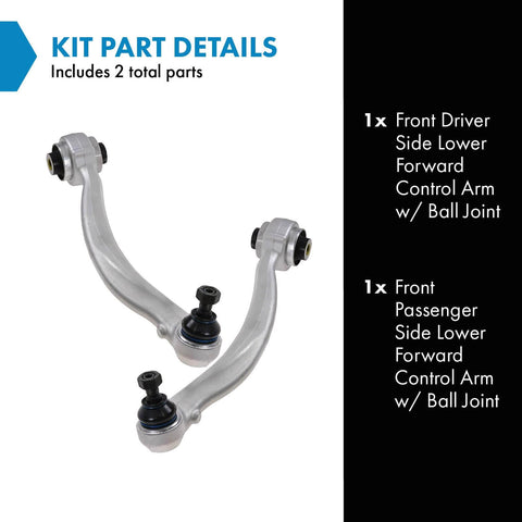 2 Piece Front Driver Side And Passenger Side Lower Forward Control Arm With Ball Joint Set For Mercedes E Class 2011 To 2014
