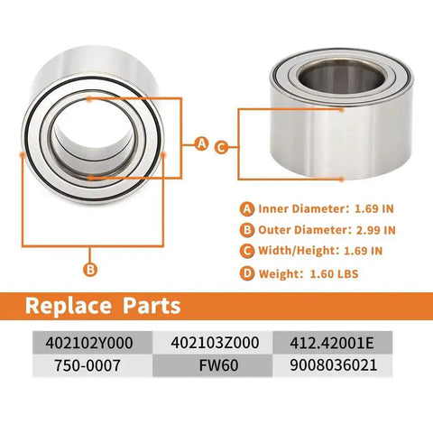 Front Wheel Hub Bearing Assembly 510060 Compatible With Nissan Maxima 2000 2008 Altima 2002 2006 diagram and dimensions