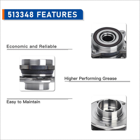 Two Piece Front Wheel Hub And Bearing Assembly 513348 For 2015 2016 Chrysler 200 And 2013 2016 Dodge Dart features