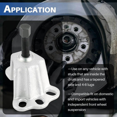 Universal Front Hub Installer Puller Tool For FWD Cars Heavy Duty Axle And Wheel Hub Removal Device in application on wheel