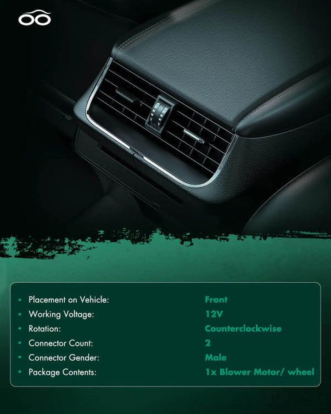 Front HVAC Blower Motor Replacement 700012 For Dodge Ram 1500 2002-2008, interior view of air vent with specifications