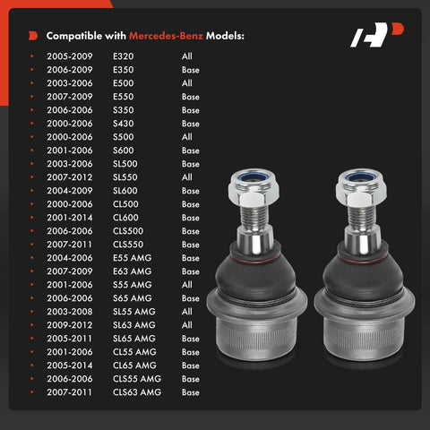 Front Lower Ball Joint Pair For Mercedes Benz E320 E350 E500 E550 S350 S430 S500 S600 SL500 SL550 SL600 CL500 CL600 CLS500 CLS550 AMG E55 E63 S55 S65 SL55 CL55 Direct Fit Premium Replacement