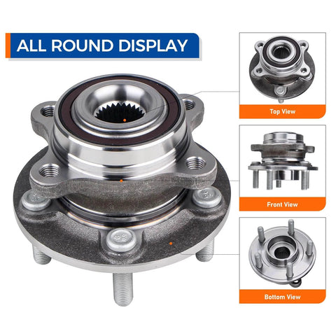 512498 Front or Rear Wheel Hub Bearing Assembly Set of 2 for Ford Fusion and Lincoln MKZ with 5 lug and ABS, full display