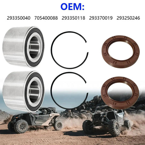 Front Wheel Bearing Kit For Can Am Outlander 330 400 500 650 800 1000 with bearings, circlips, and seals on display