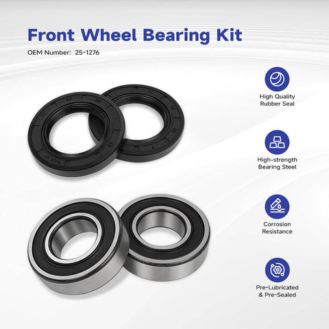 Front Wheel Bearing Seal Kit Compatible With Suzuki Street And Sport Bikes Including DL1000 V Strom GSX R1000 GSX R750 GSX R600 M109R SV1000 TL1000 And More OEM Grade Seal Kit For Easy Install And Long Lasting Protection, showing rubber seals and bearings