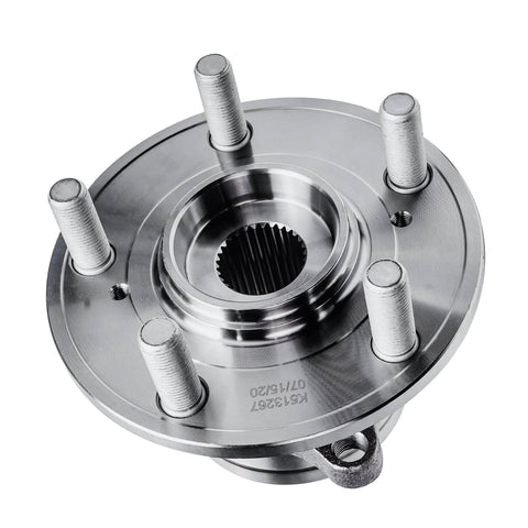 Close-up of Beefed Up Front Wheel Bearing And Hub Assembly Pair With ABS For Honda Pilot 2009 To 2015, Acura MDX 2007 To 2013, And Acura ZDX 2010 To 2013, 5 Lug Front Left And Front Right
