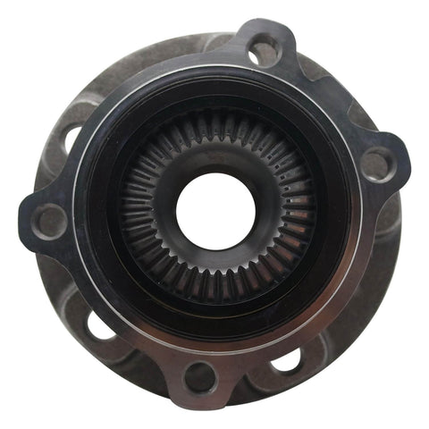 Front view of Front Wheel Bearing And Hub Assembly For Left Or Right Front Wheel, OE Fit, Premium Quality, Vibration Free Performance, Smooth Ride, Replacement For Driver Or Passenger Side.