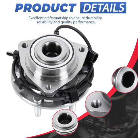 Front Wheel Hub Bearing Assembly For GMC Envoy Trailblazer 2002 To 2009 With ABS 6 Lug Pattern By Everestway, showing product details
