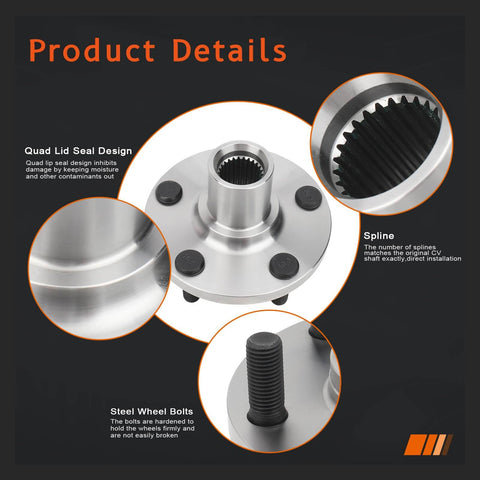 Product details of pair front wheel hub and bearing assembly for Pontiac Vibe, Toyota Celica, Matrix, and Corolla with Japan made grease