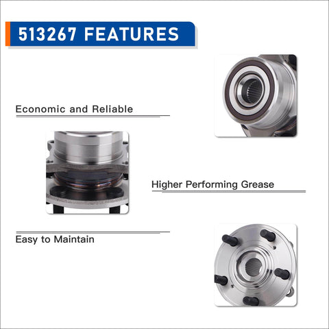 Front Wheel Hub Bearing Assembly 513267 Features for Honda Pilot 2009 2013, Acura MDX 2007 2013, Acura ZDX 2010 2013