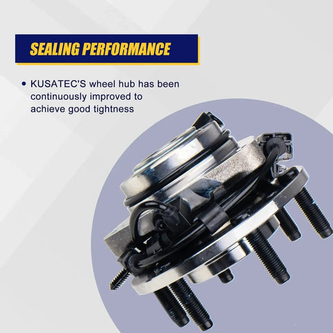 Close-up of Front Wheel Hub And Bearing Assembly 513188 For Chevy Trailblazer SSR GMC Envoy with six lug and ABS, Kusatec.