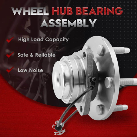 Close-up of 2 Pack 515097 Front Wheel Hub Bearing Assembly for Cadillac Escalade ESV Chevy Silverado showing hub design.