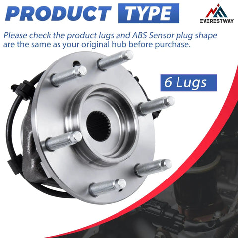 Front Wheel Hub Bearing Assembly For GMC Envoy Trailblazer 2002 To 2009 With ABS 6 Lug Pattern By Everestway product image