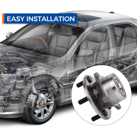 Front Wheel Hub Bearing Assembly 513267 Fits Honda Pilot 2009 2013, Acura MDX 2007 2013, Acura ZDX 2010 2013 With Five Lug Pattern OE Quality Replacement Part shown in an installation view with a transparent vehicle overlay highlighting the wheel hub.