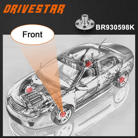 Diagram showing installation of Pair Front Wheel Hub And Bearing Assembly For Pontiac Vibe, Toyota Celica, Matrix, And Corolla