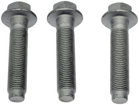 Three front wheel hub bolts shown, part of Front Wheel Hub Bolt 3-Pack provides direct replacement fasteners for Chrysler and Dodge.