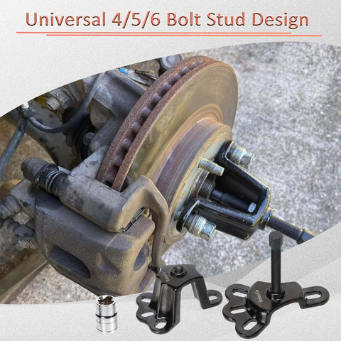 Front Wheel Hub Puller Bearing Removal Tool for 3-3/4 to 4-1/2 Inch IDs in use on vehicle axle