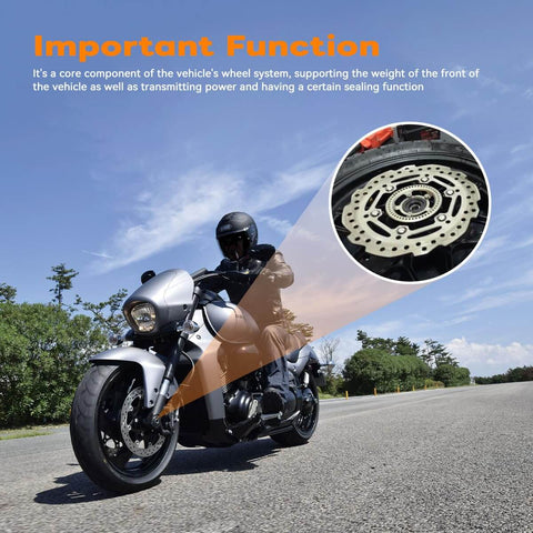 Motorcycle displaying race-ready front wheel bearing and seal kit for BMW R Nine T 2013 2016 and Suzuki DL1000 GSF1250 GSX-R1000