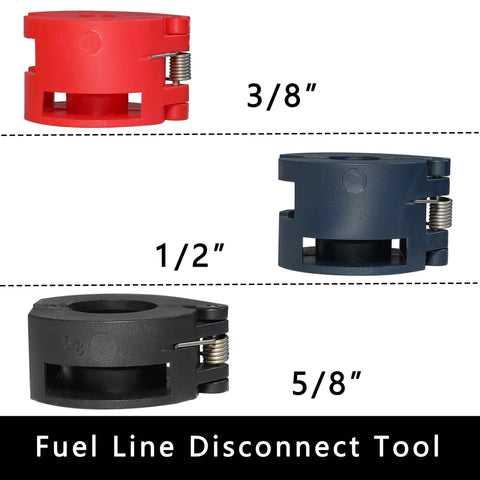 Air Conditioning Line Disconnect Tool Set For Air Conditioning And Fuel Lines, showing 3/8, 1/2, 5/8 inch connectors