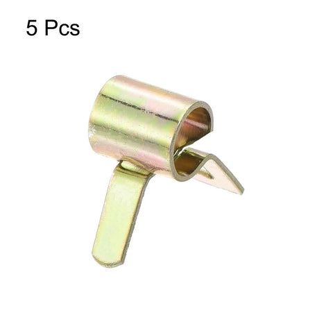 Front view of pack of 5 5mm ID 3/16 inch fuel line hose clips and spring clamps for low pressure air water vacuum tubing pipe fasteners durable 65Mn spring steel great for garage boats motorcycles and cars.