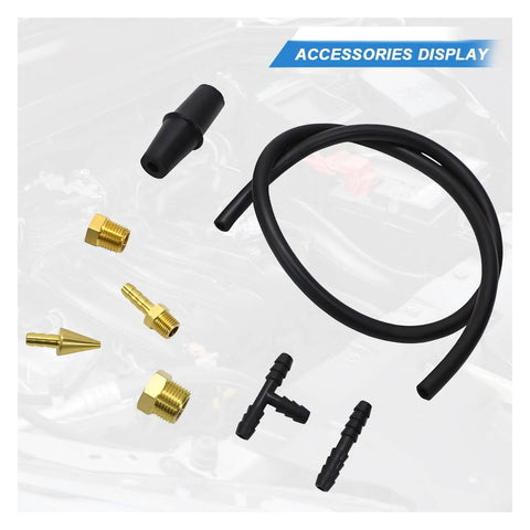 UHANBUT fuel pump and vacuum tester kit with black hose and gold brass adapters for automotive fuel system testing