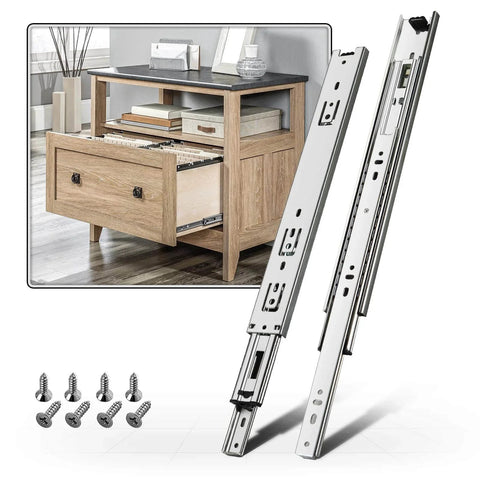 1 Pair Full Extension Drawer Slides 8 10 12 14 16 18 20 22 24 Inch 100 lb Load Capacity Side Mount Ball Bearing Rails Silver