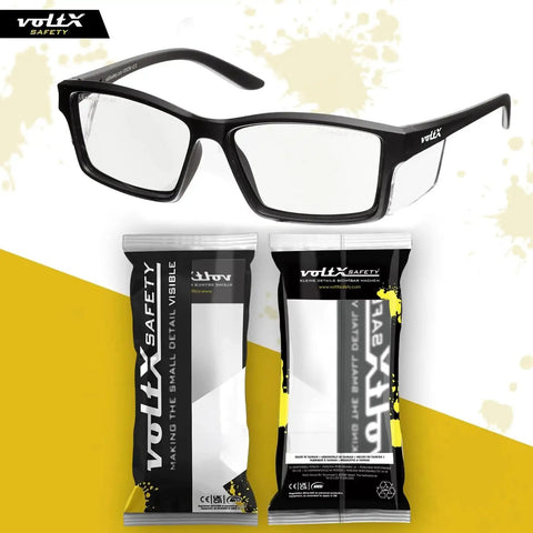 Full Lens Reading Safety Glasses 1.5 Diopter ANSI Z87.1 CE EN166F Anti Fog UV400 with matte black frame and packaging