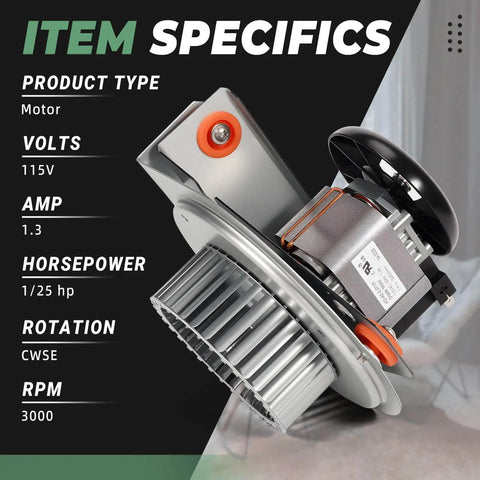 Must Have Durable Furnace Draft Inducer Motor Kit For Bryant Carrier Jakel With Blower Wheel And Mounting Bracket Replacement J238-150-1571 HC21ZE117 VORGENS 318984-753 displayed with specifications.