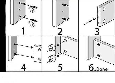 Illustration of 3 in 1 furniture connecting fittings kit with 30 cam fittings, dowels, and pre-inserted nuts for cabinet assembly