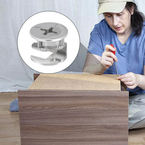 20 Pieces Furniture Cam Lock Fasteners 15mm x 12mm Furniture Cam Lock Nut Connectors Fittings For Cabinet Drawer Wardrobe Panel Connecting Durable Zinc Alloy
