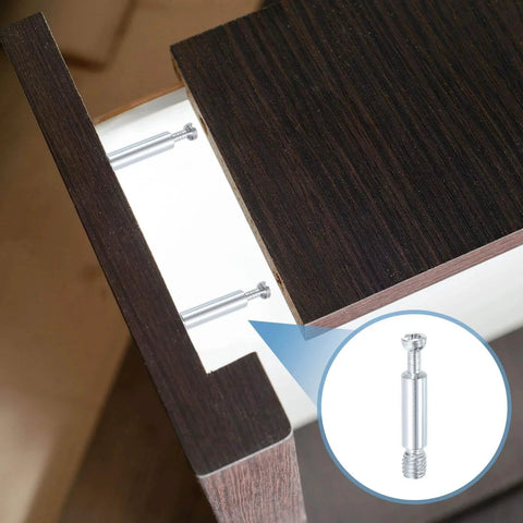 20 Pcs M6 x 10mm Furniture Connecting Fittings For Cabinets Drawers And Wardrobes Metal Dowel Screws Bolts Silver installed