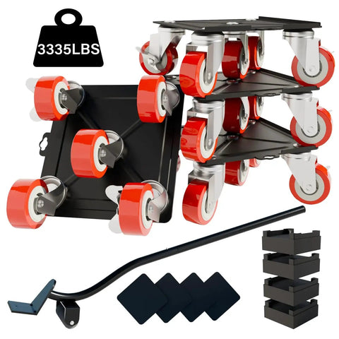 360 Degree Rotatable And Lockable Furniture Dolly With Five Wheels Rubber Silent Sliders, Heavy Duty Tool Set