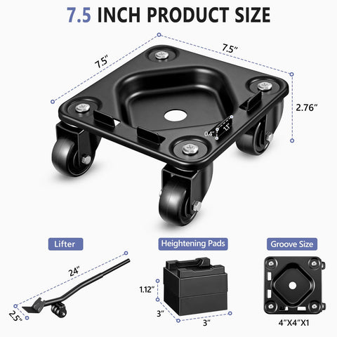 2000 lb heavy duty furniture dolly with groove design, carbon steel panel movers, anti slip grooves and L shaped baffles, four caster wheels