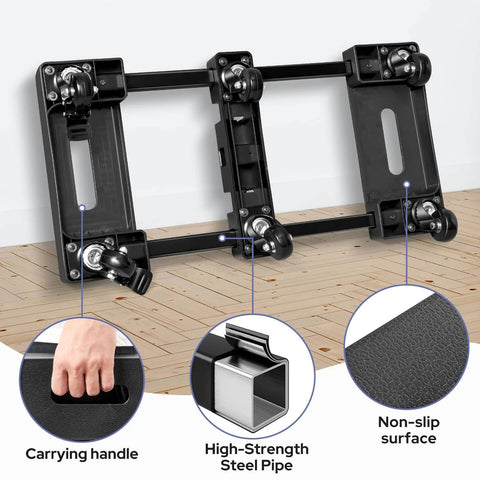 ✝️ Furniture Dolly with 6 Swivel Casters, Expandable Moving Dolly, 24in-12in Furniture Movers with Wheels, Flat Dollies Brake Wheels, Max 800LBS Capacity, 1 Pack showcasing carrying handle and high-strength steel pipe