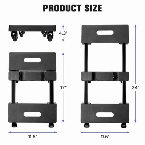 ✝️ Furniture Dolly with 6 Swivel Casters, Expandable Moving Dolly, 24in-12in Furniture Movers with Wheels, Flat Dollies Brake Wheels, Max 800LBS Capacity, 1 Pack, showing dimensions and expansion range