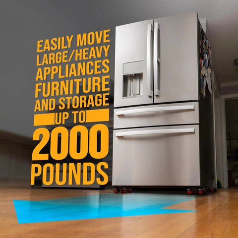 Heavy Duty Furniture Movers With Wheels Furniture Dolly Kit Moving Furniture Lift Mover Tool Set With Industrial Grade Casters 360 Degree Swivel And Double Bearing Locks Max Capacity 2000 Lb One And A Half Inch Red Wheels Piano Dolly And Pool Table moving a refrigerator