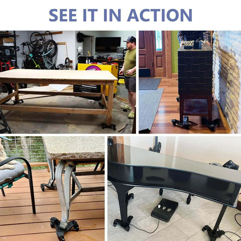 See the ✝️ Furniture Dolly, 1150LBS Furniture Lifter Tool Set, 10" Heavy Duty Moving Dolly with 3 Wheels in use on various furniture.