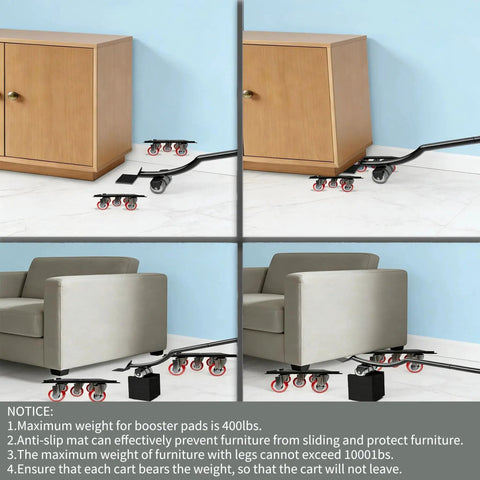 360 Degree Rotatable And Lockable Furniture Dolly With Five Wheels Rubber Silent Sliders under wooden cabinet and sofa.